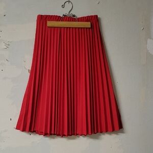 Red Pleated Skirt